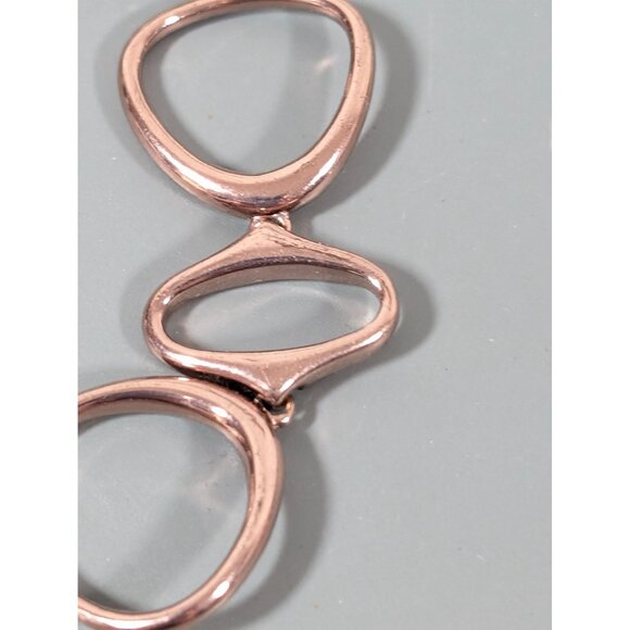 Fossil Rose Gold Tone Copper Tone Geometric Oval Chain Bracelet 7" - Picture 4 of 7